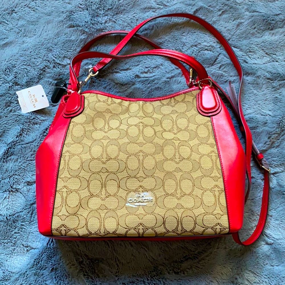 COACH Edie Shoulder Bag 28 in Signature Jacquard. - Picture 1 of 10